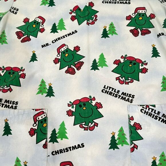 Vintage Little Miss Mr. Christmas Scrub Top Women’s Medium - Picture 3 of 5